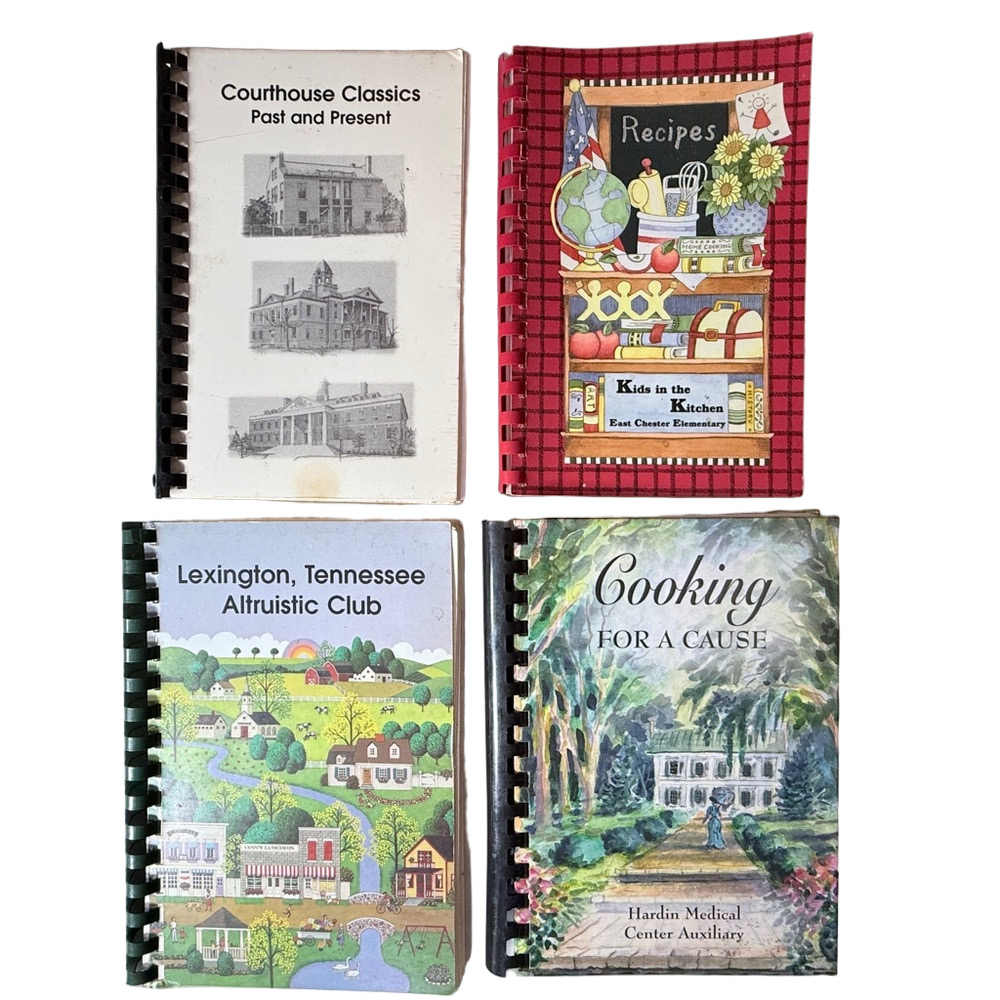 Bundle of 4 vintage spiral-bound recipe collection books